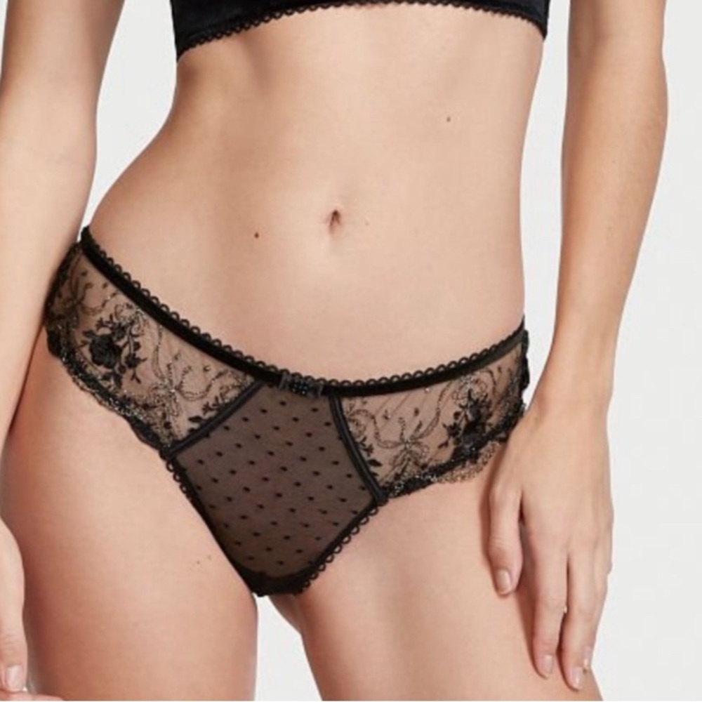 Victoria’s Secret VS Very Sexy Thong Panty Floral Lace Rose Bow Polka Dot NWT XS
